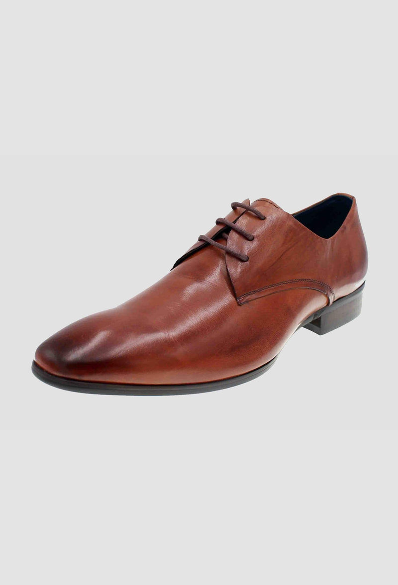 a side view of the martino carolus leather lace up shoe in dark tan FM194M