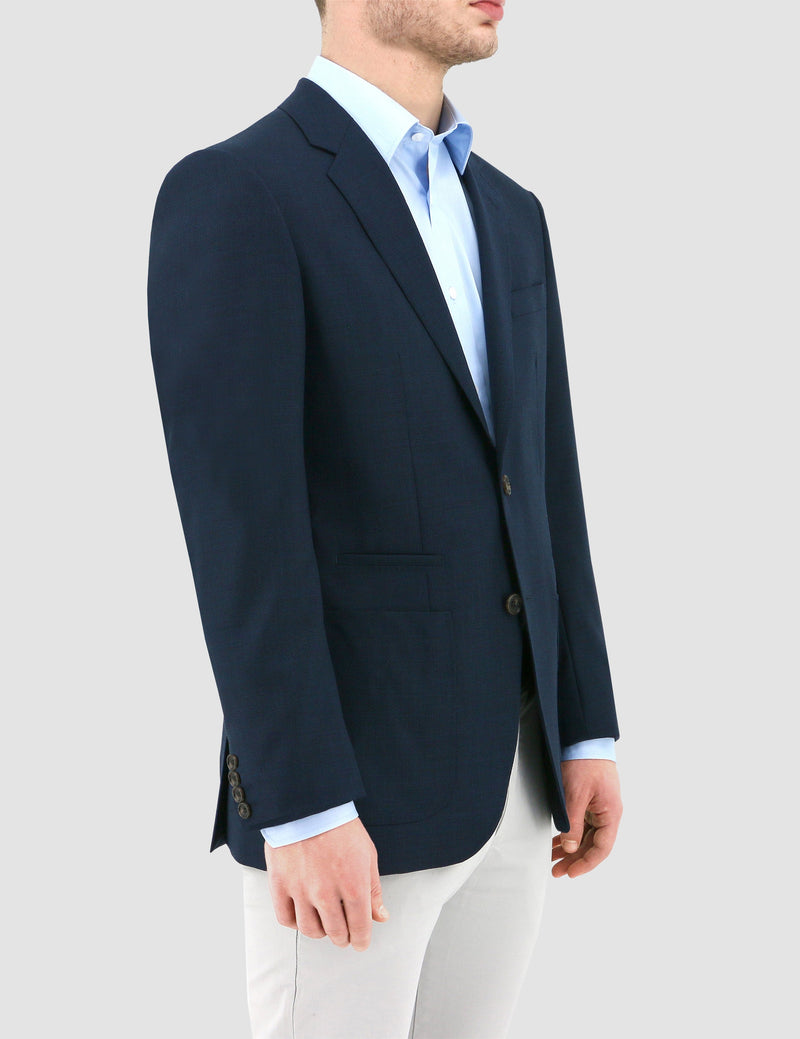 a side on view of the daniel hechter slim fit pure wool sportscoat in navy DH103-11