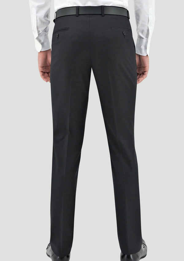 a back view of the daniel hechter slim fit edward mens suit trouser in charcoal merino wool STDH106-02
