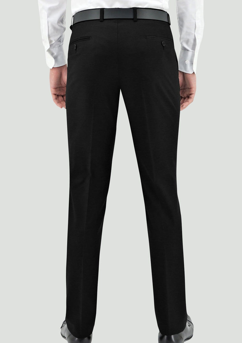 a back view of the Daniel Hechter slim fit edward mens suit trouser in black pure wool STDH106-01