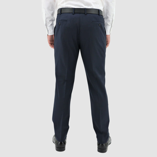 a back view of the boston edward trouser in navy pure wool STB203-11