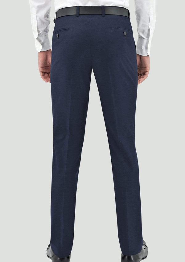 the back view of the daniel hechter slim fit edward mens suit trouser in blue merino wool STDH106-15-EDWARD