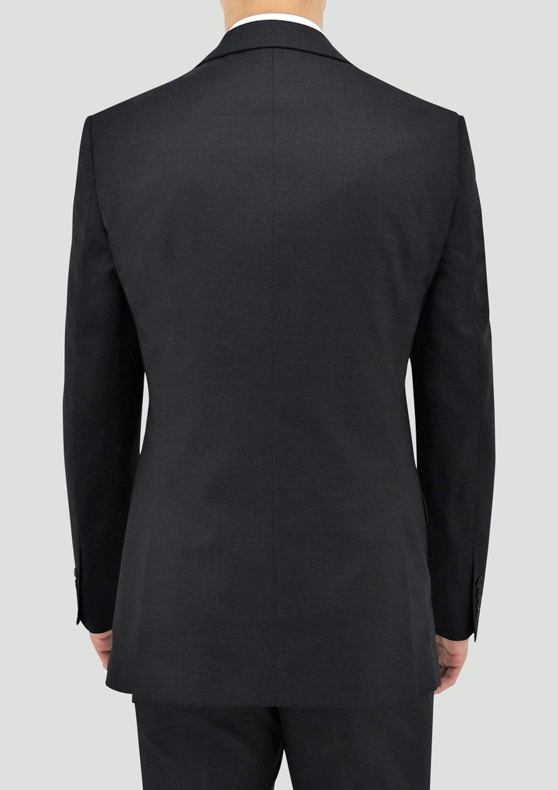 a back view of the daniel hechter slim fit shape mens suit in charcoal pure wool STDH106-02