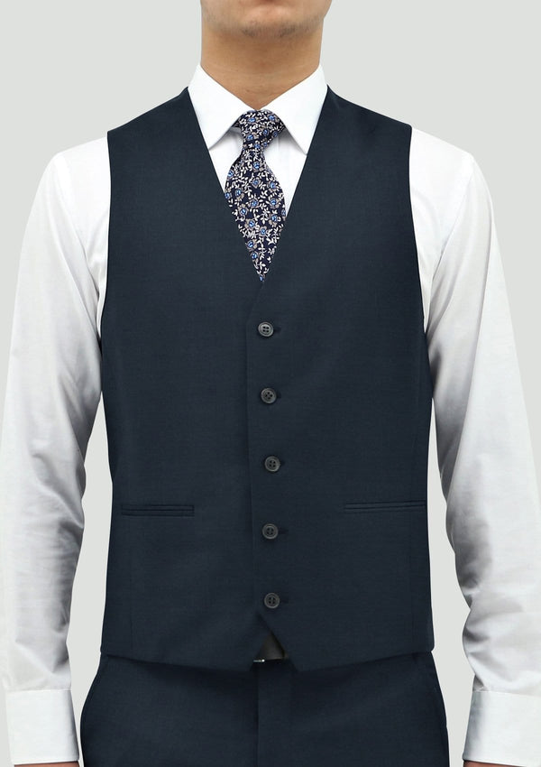 a front view of the daniel hechter slim fit ryan mens suit vest in deep blue merino wool STDH106-14