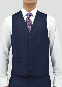 the front view of the Daniel Hechter slim fit ryan vest in blue pure wool DH106-15