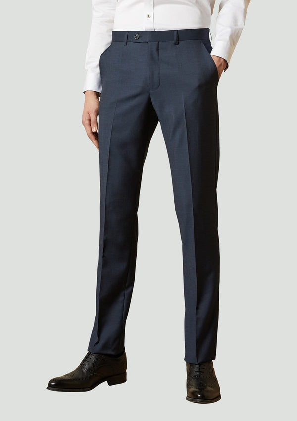 a front view of the Ted Baker slim fit elegan trouser in navy pure wool 1RL2010