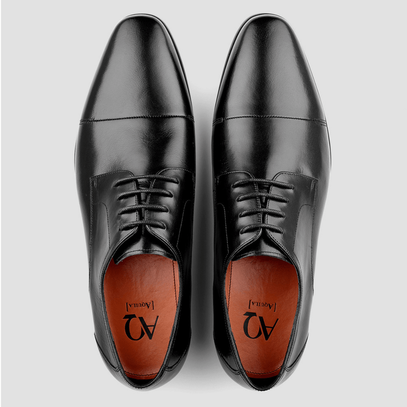 mens black leather dress shoe by Aquila shoes