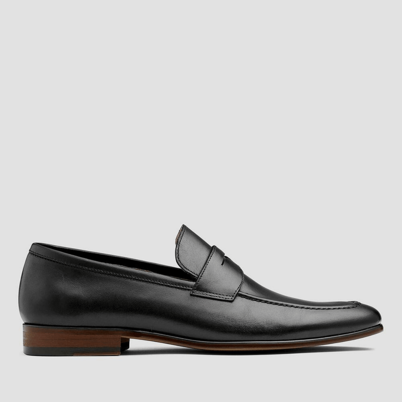 Aquila Loafers, Mens Black Leather Loafers