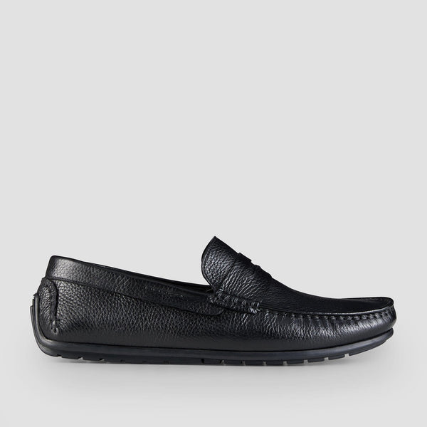 mens black leather loafer by aquila shoes