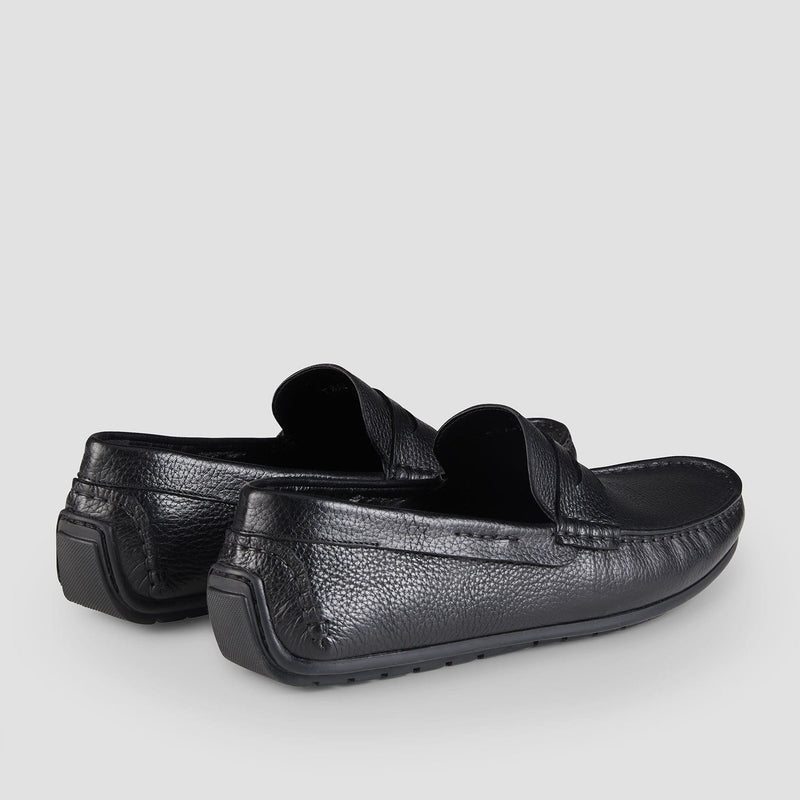 aquila mens loafer in black leather