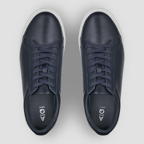 navy mens sneaker with colour matched laces