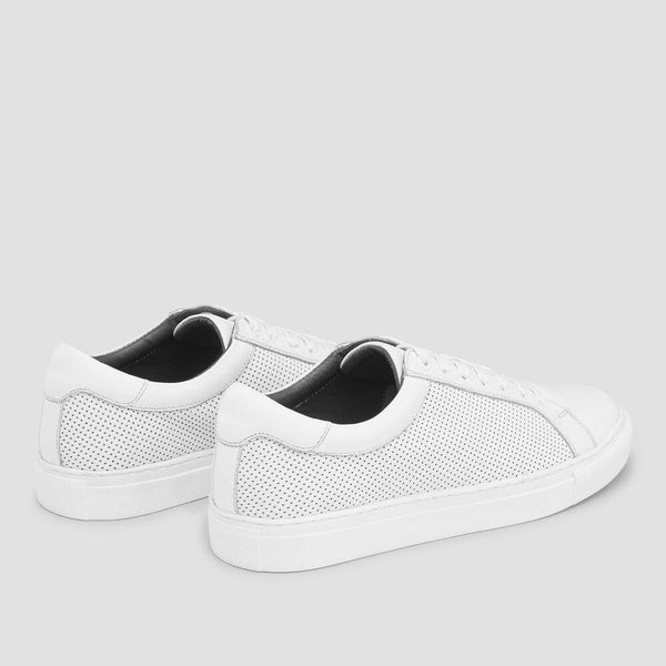 the perfect smart casual sneaker - a side on view of the smith white leather mens sneaker by aquila