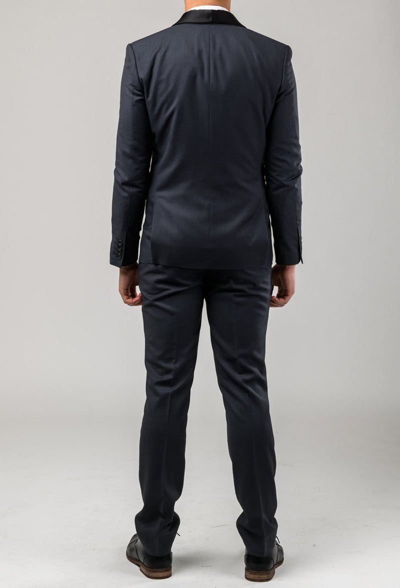 the reverse view of the Aston slim fit laneport suit in charcoal A029301S