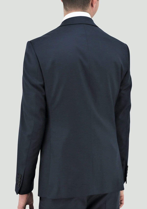 a back view of the Daniel Hechter slim fit shape suit jacket in deep blue pure wool