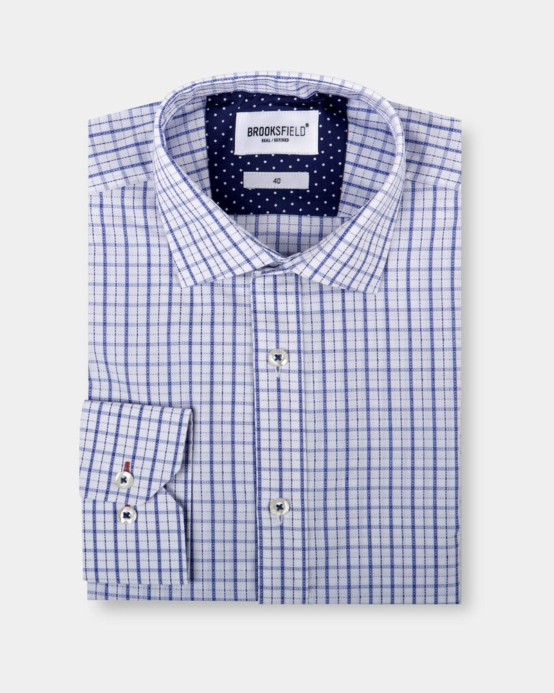Brooksfield Intricate Check Reg Fit Business Shirt