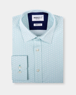 Mens Shirts | Brooksfield Geo Print Mens Business Shirt In Aqua Blue – Mens  Suit Warehouse - Melbourne