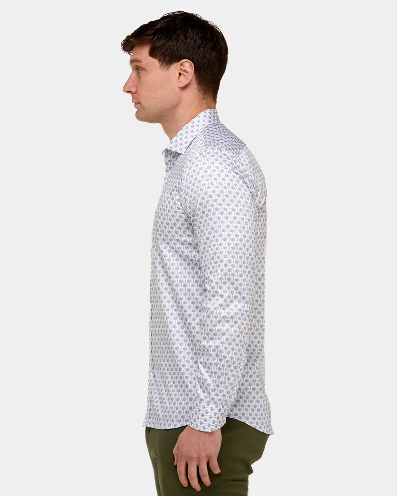 the slim fit shown by a side view