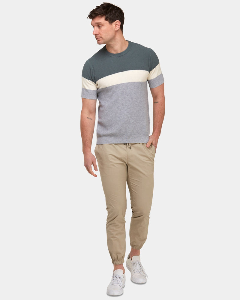 Brooksfield Slim Fit Mens T-Shirt in Grey Block Stripe