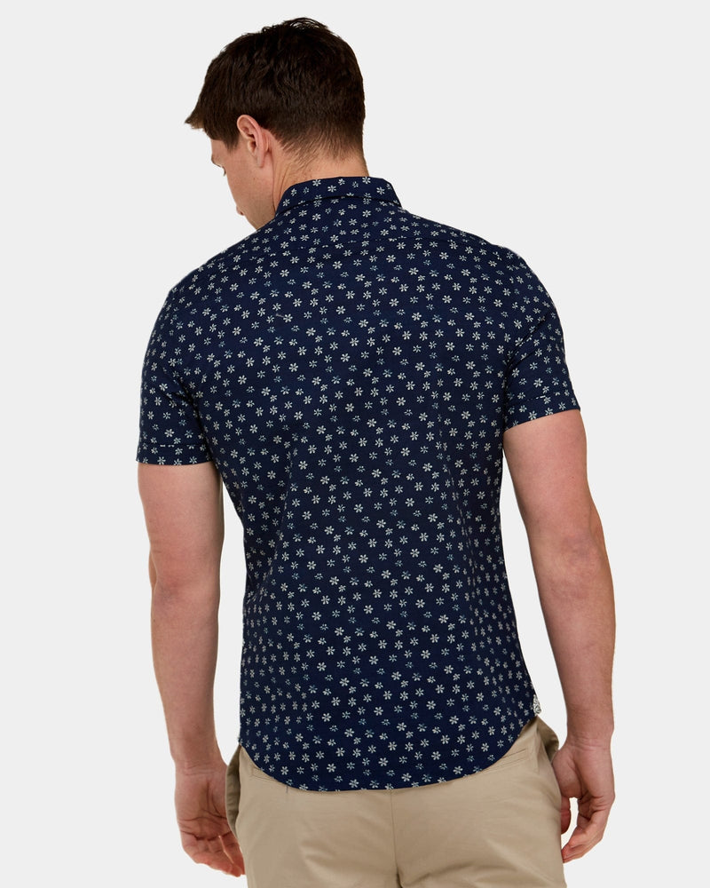 brooksfield short sleeve mens shirt in navy bllue