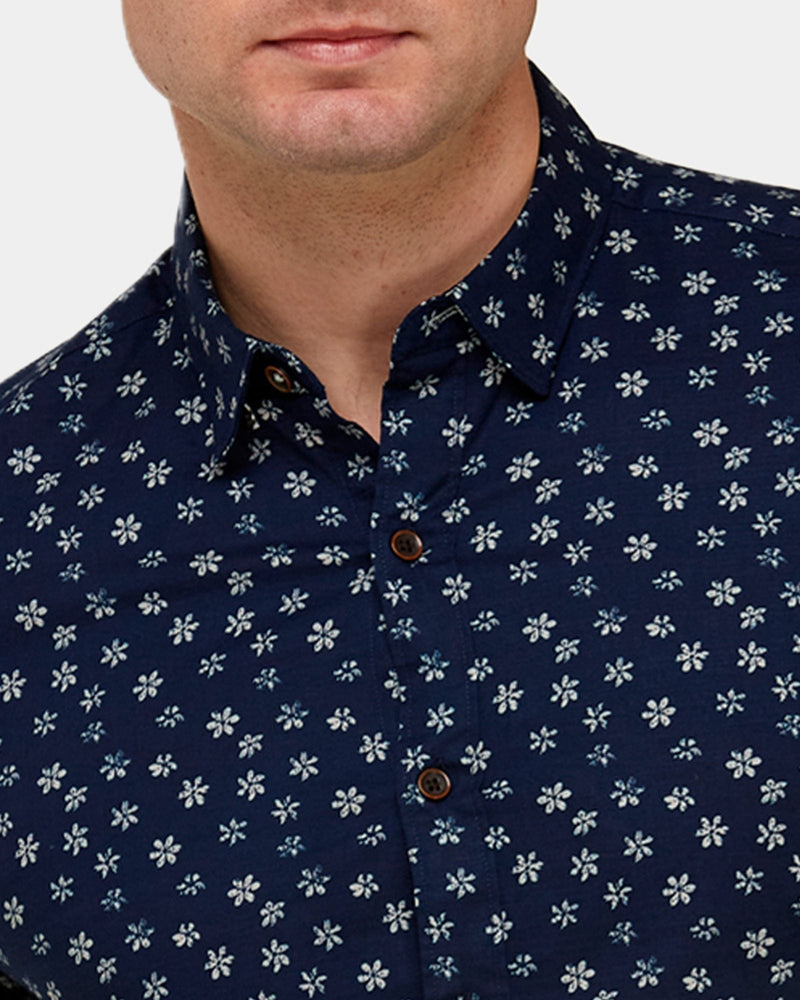 Brooksfield Mens Casual Shirt in Navy Print