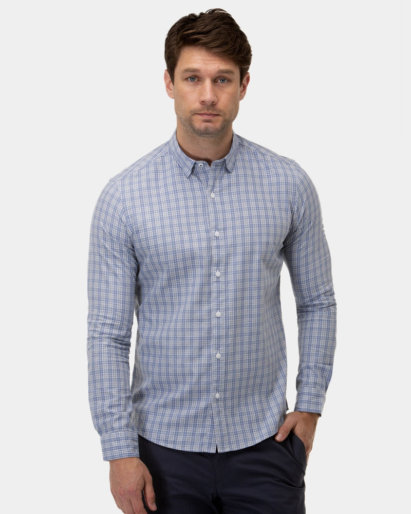 mens long sleeve plaid shirt by brooksfield with a slim fit