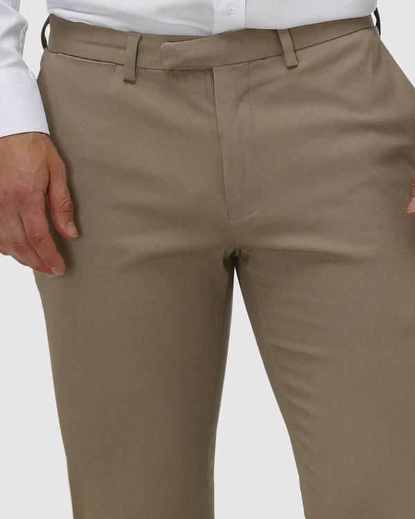 mens slim fit chino pant by brooksfield in tan with a zip and clasp front