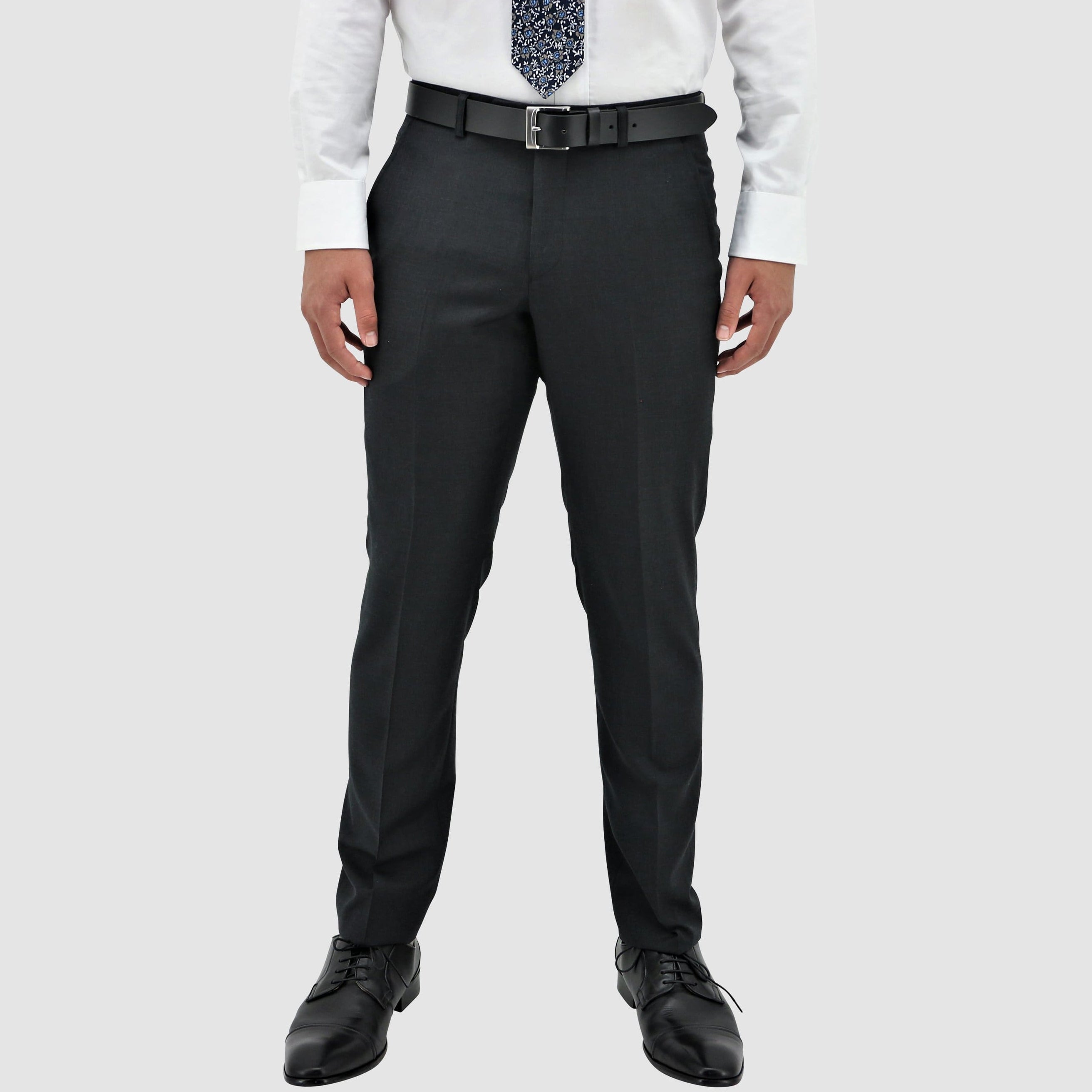 Men’s Lyon charcoal trousers by Boston, crafted in Australian merino wool with a comfort‑fit leg and clean profile.