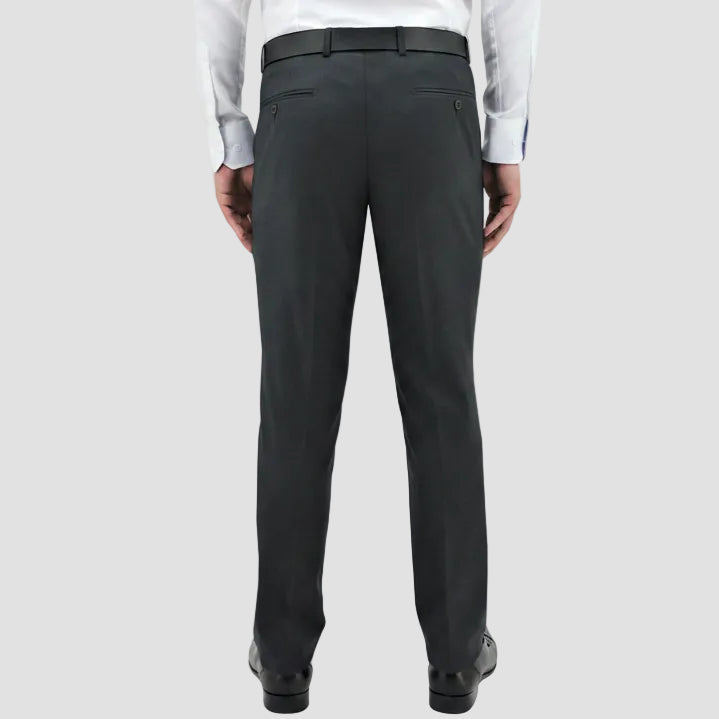 Men’s Lyon charcoal trousers by Boston, crafted in Australian merino wool with a comfort‑fit leg and clean profile.