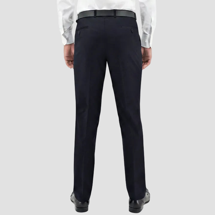 Men’s Lyon navy trousers by Boston, crafted in Australian merino wool with a comfort‑fit leg and clean profile.