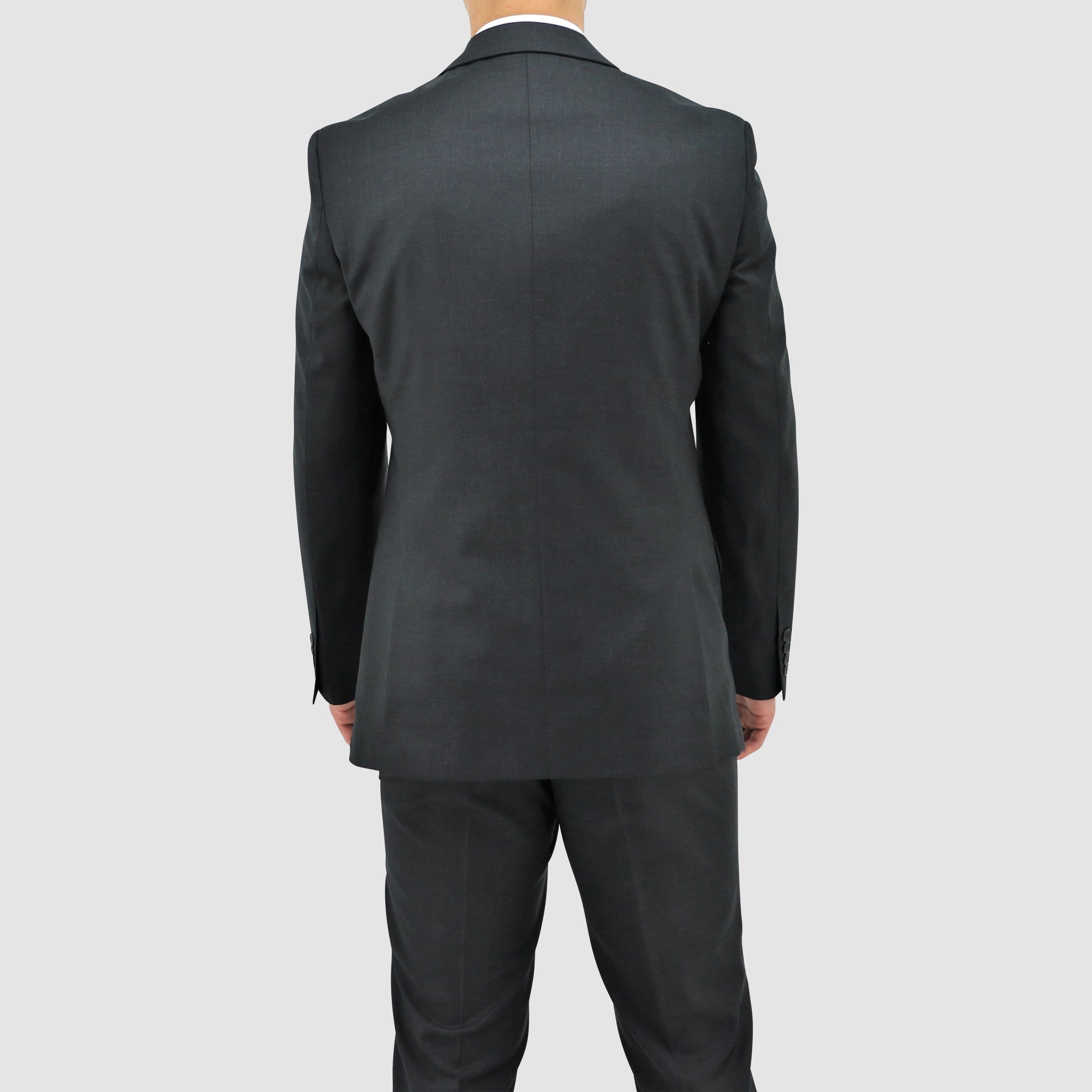 Boston’s Michel charcoal comfort‑fit suit with notch lapel, flap pockets and straight‑leg trousers.