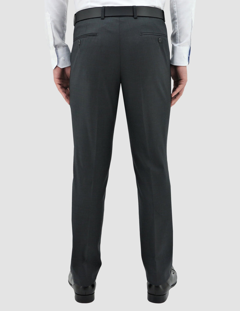 a back view of the boston classic fit lyon trouser in charcoal pure wool B704-02