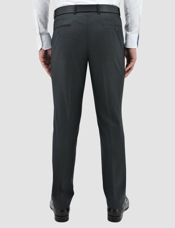 a back view of the boston classic fit lyon trouser in charcoal pure wool STB704-02 MICHEL