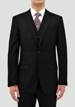 a front view of the Boston slim classic fit lyon big mens suit in black pure wool B106-01