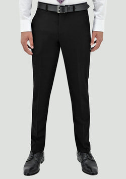 Boston slim fit lyon mens suit trouser in black pure wool B106-01
