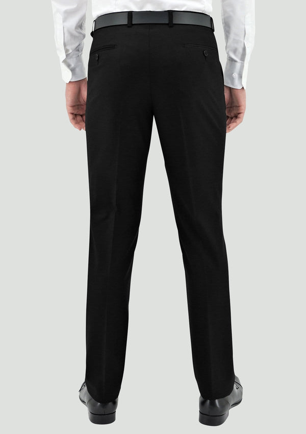Boston slim fit lyon mens suit trouser in black pure wool B106-01