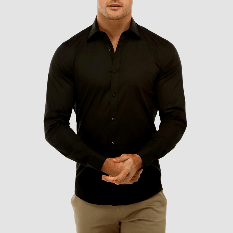 Brooksfield Tailored Fit Performance Business Shirt in Black Mens Suit Warehouse - Melbourne Brooksfield Tailored Fit Performance Business Shirt in Black Mens Suit Warehouse - Melbourne