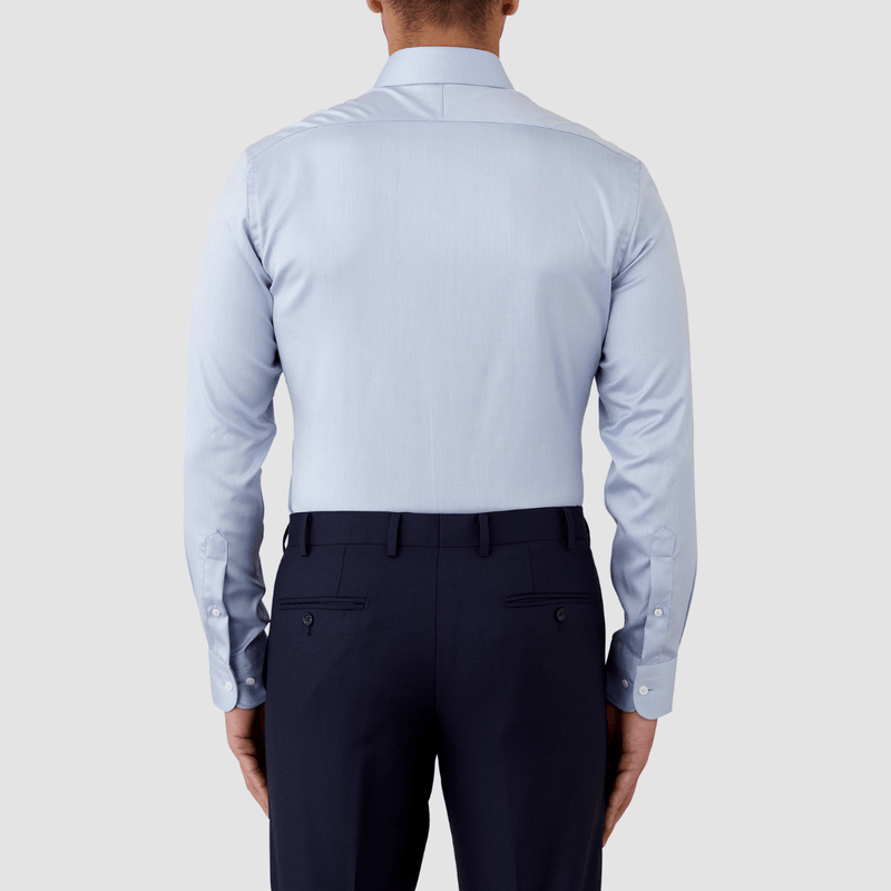 the slim fit and pure cotton quality finish of the cambridge bentleigh mens shirt in light blue