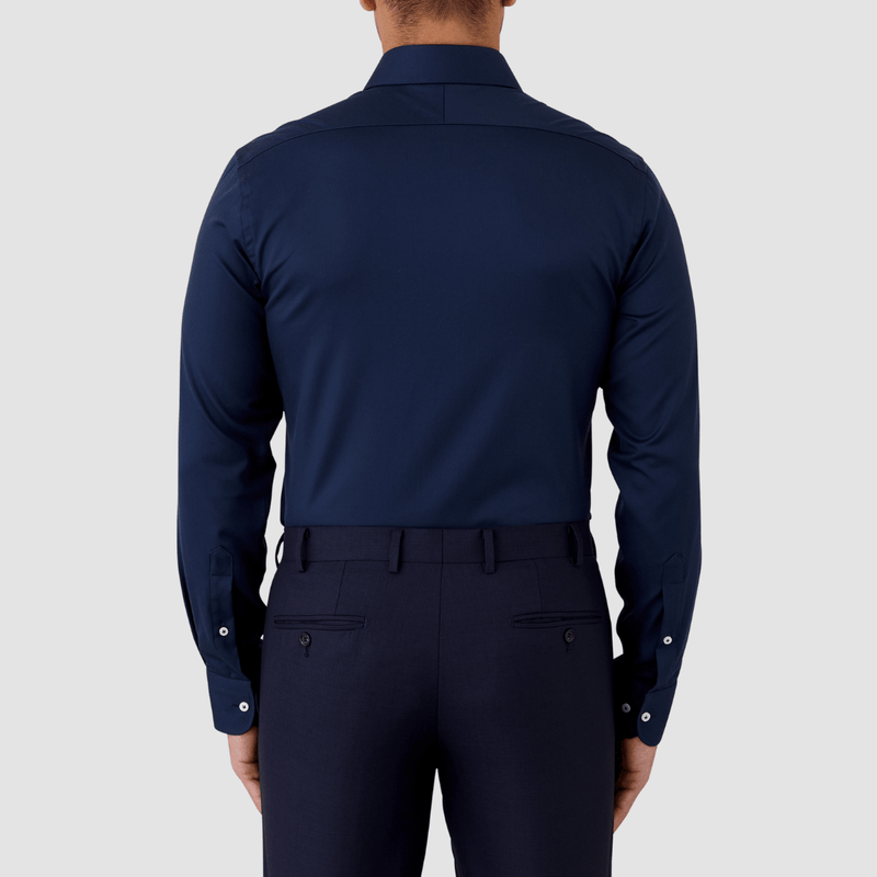 the back view of the mens classic fit navy bentleigh shirt FCP250