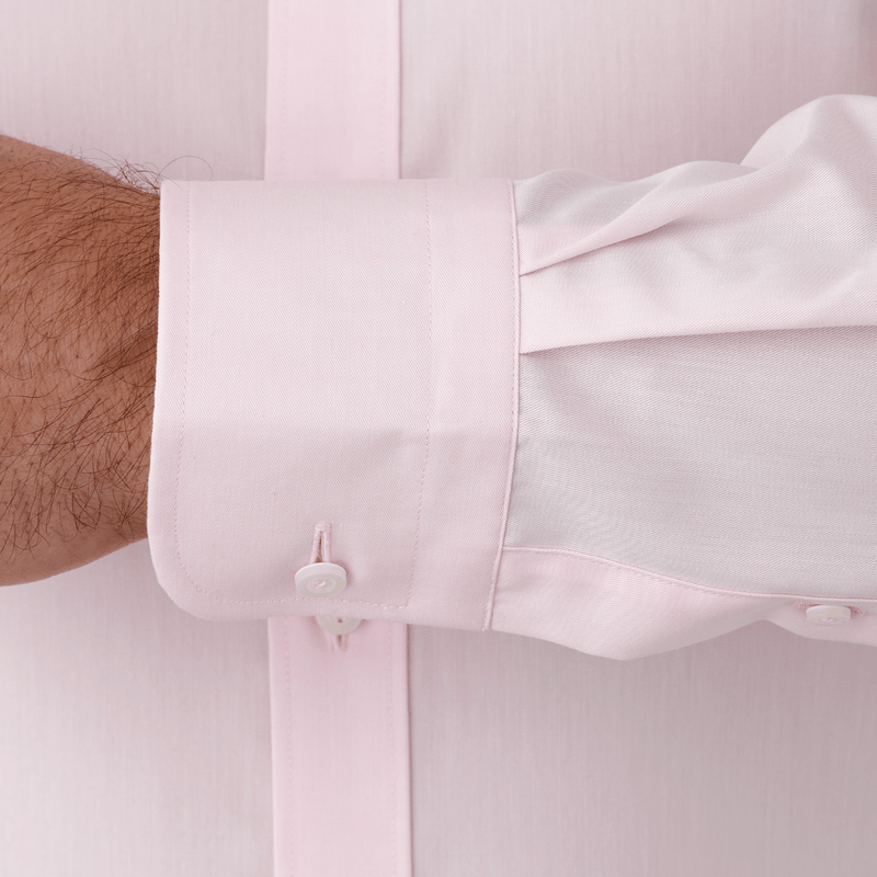 mens shirt in a pink cotton fabric with single cuff detail 