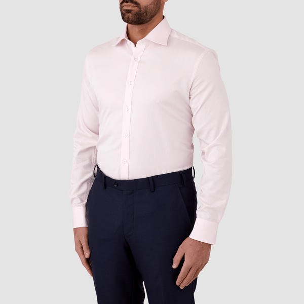 side view of the bentleigh mens cotton shirt in pink cotton