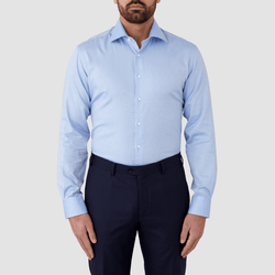 mens blue shirt in pure cotton with single cuff