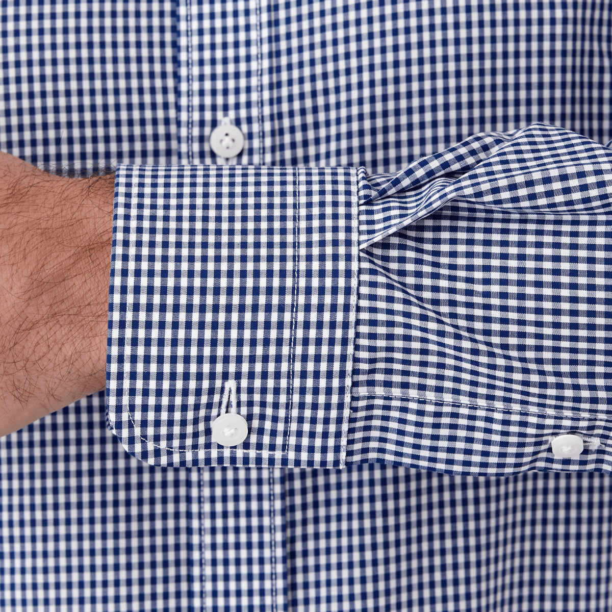 close up of the mens slim fit cambridge mens checked shirt 