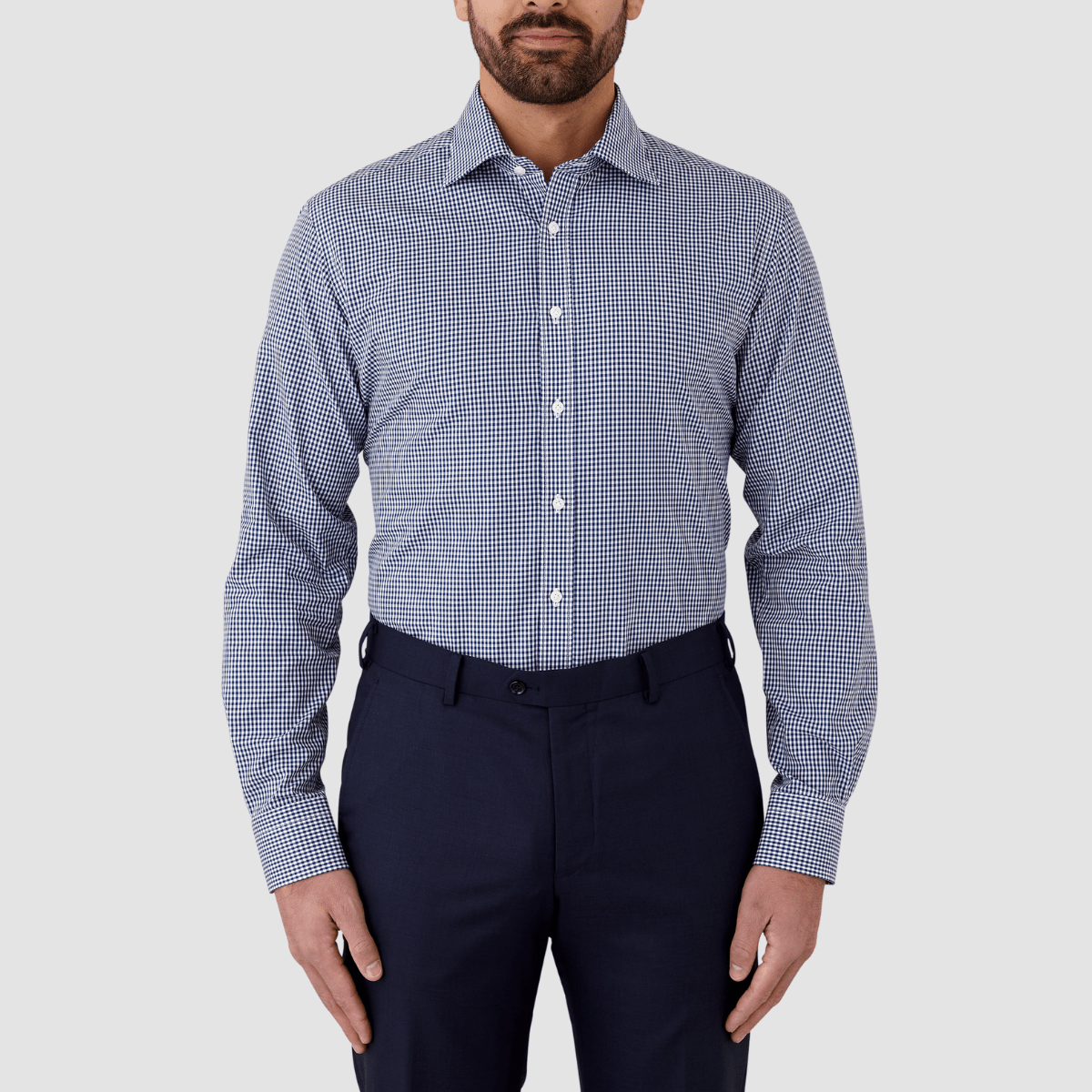 mens navy blue checked shirt by cambridge clothing FCP248
