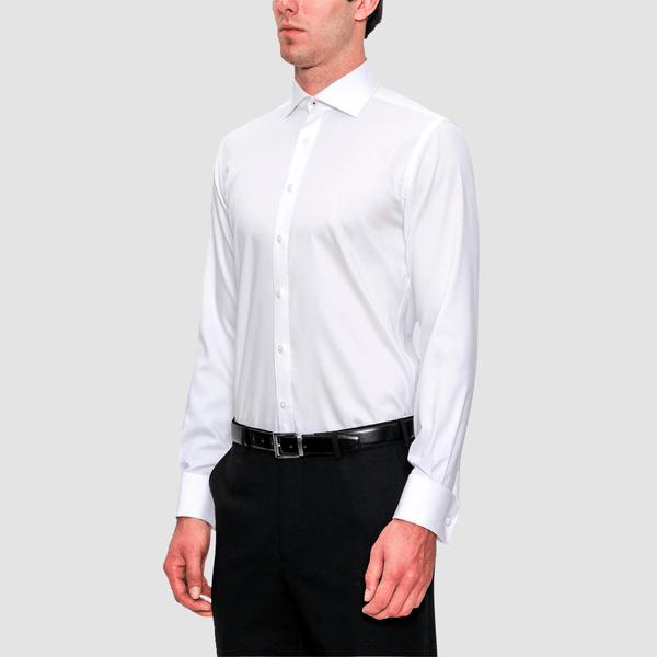 Cambridge classic fit elwood french cuff shirt in white with pointed colar and french cuffs