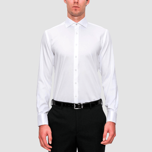 white mens shirt with french cuff detail