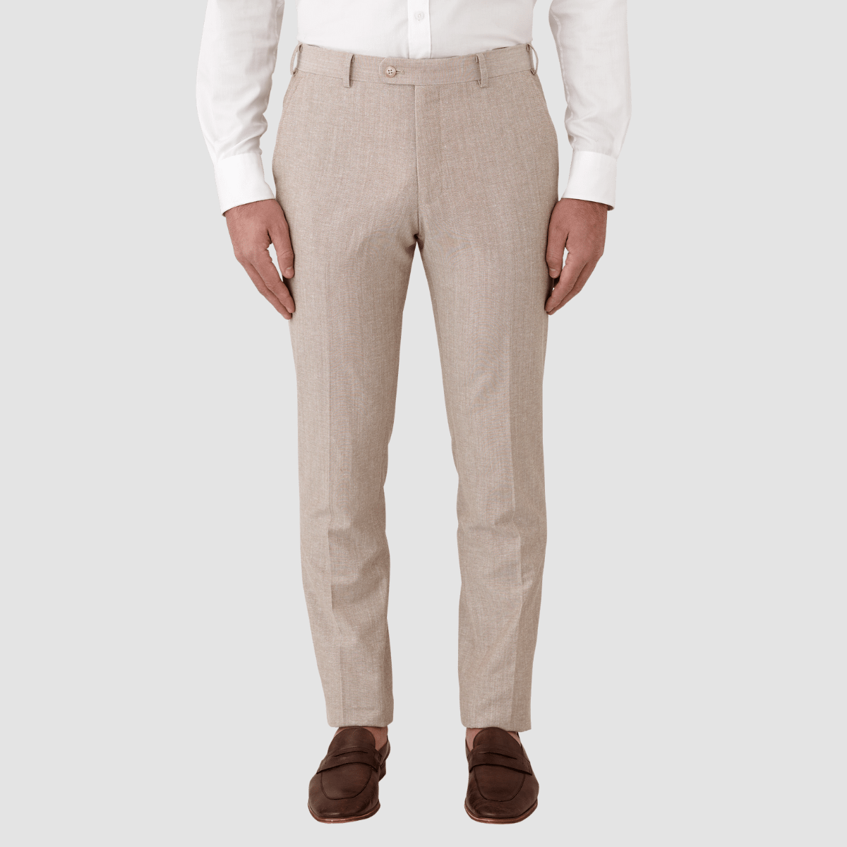Cambridge slim fit keane suit trouser in sand cotton wool blend