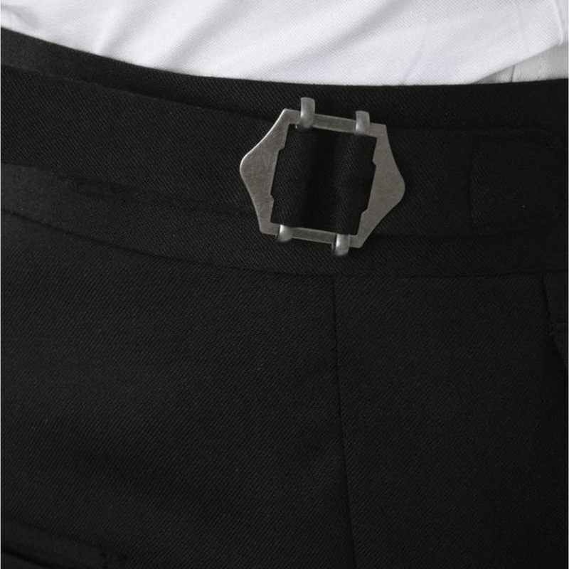 the side buckle clasp on the cambridge mens maguire evening trouser in black