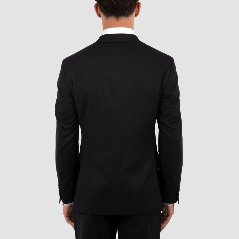Cambridge slim fit serra peak lapel mens suit in black