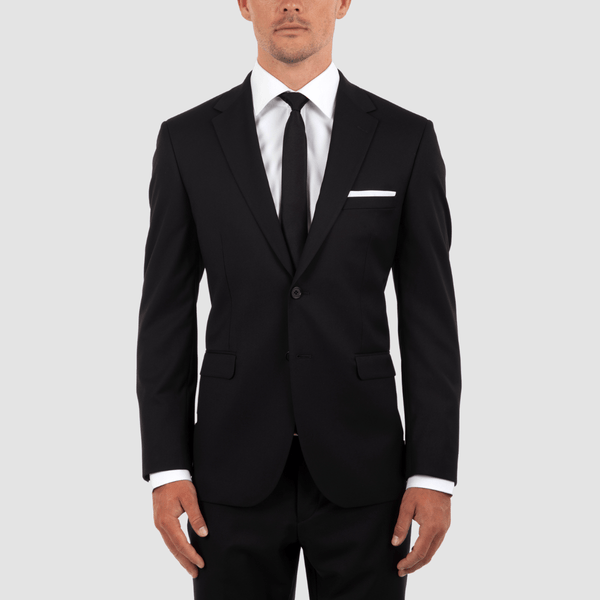 mens black tuxedo jacket in black with single breasted notch lapel