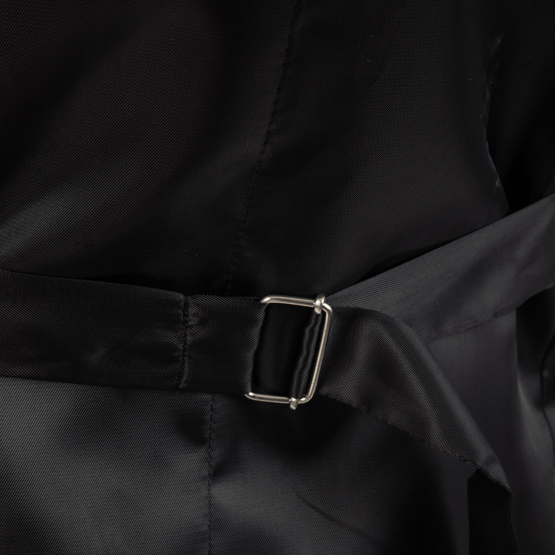 close up of the adjuster strap on the mens cambridge slim fit waistcoat